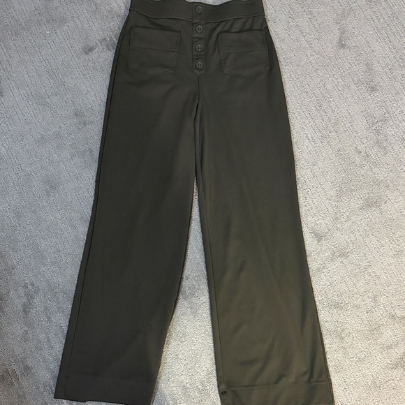 HALARA Pants - HALARA Olive High-Waisted Trousers with Elastic Waistband